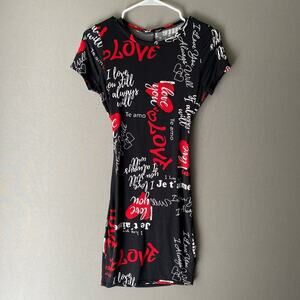 Papaya sz M black‎ red valentines love dress